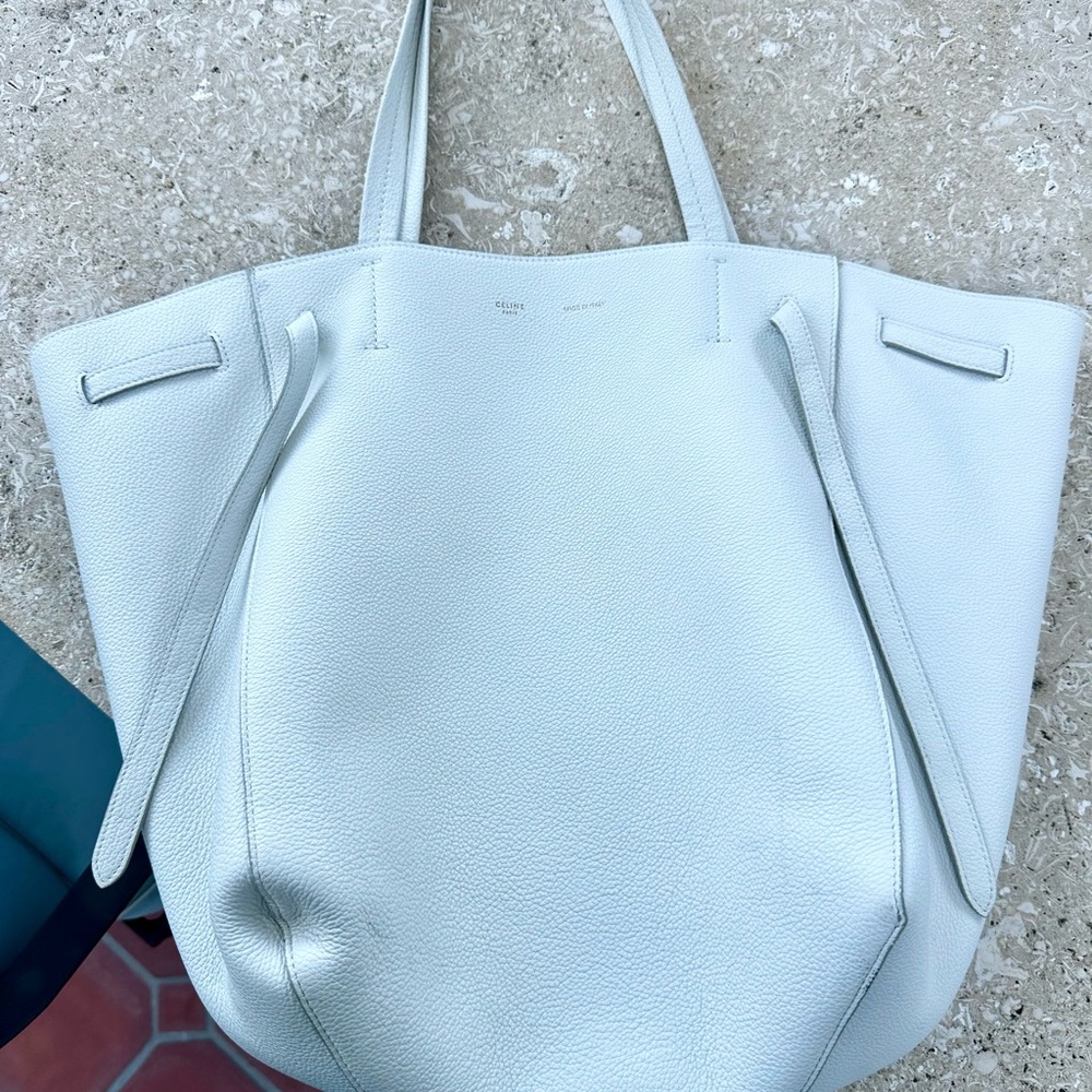 Celine Leather Cabas Phantom w/Belt Medium White - Picture 8 of 16